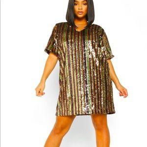 BOOHOO PLUS SEQUIN SHIFT DRESS